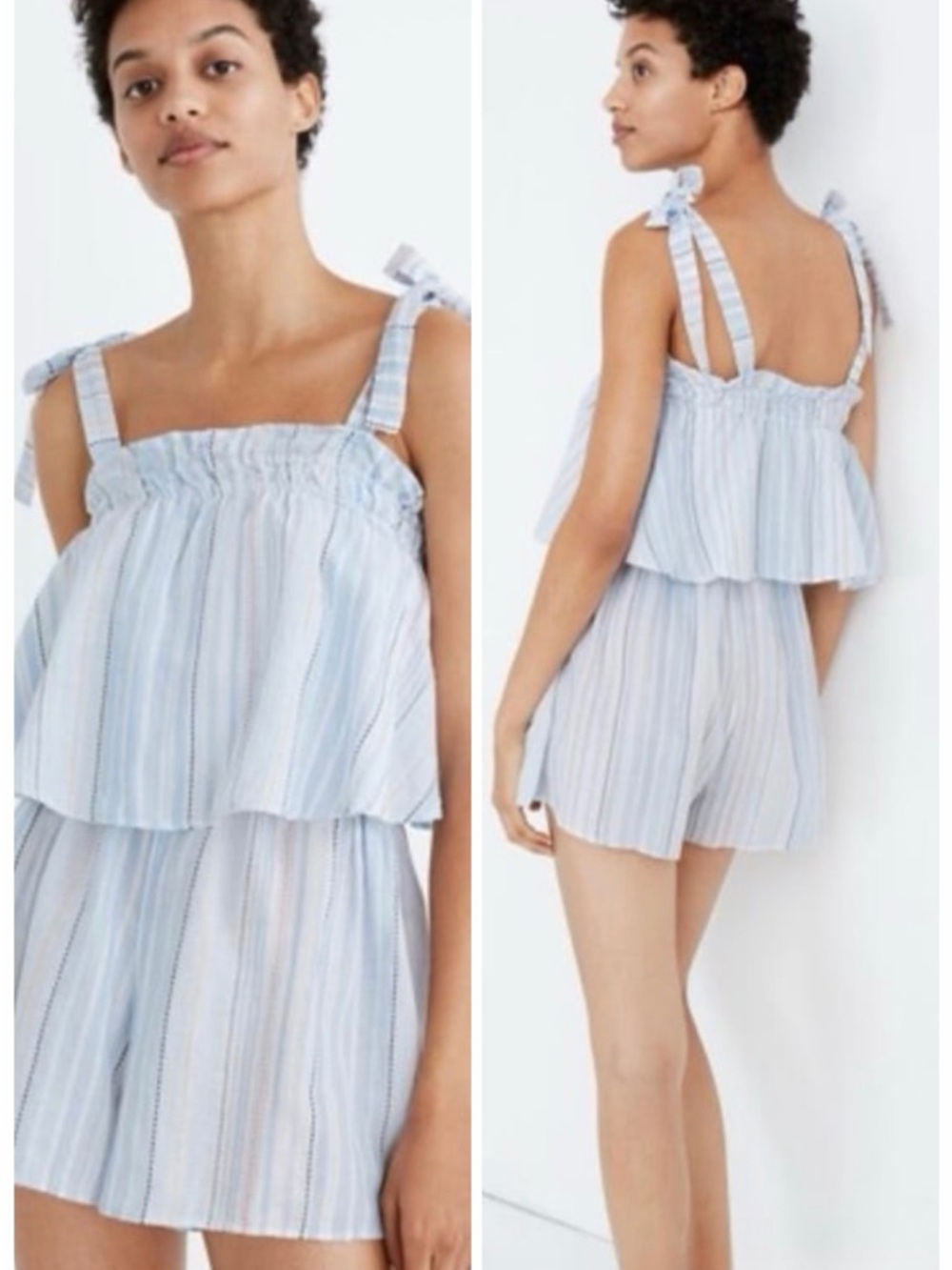 Madewell Tie-Strap Overlay Cover-Up Romper
